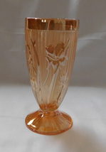 Jeanette Glass Iris Herringbone Marigold Iridescent Carnival 6 In Footed Tumbler - £6.35 GBP