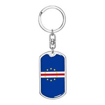 Cape Verde Flag Swivel Keychain Dog Tag Stainless Steel or 18k Gold - £41.52 GBP