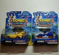 Sonic All Star Racing Transformed Tails &amp; Sonic Pull Back Action Cars NKOK 2013 - £35.01 GBP