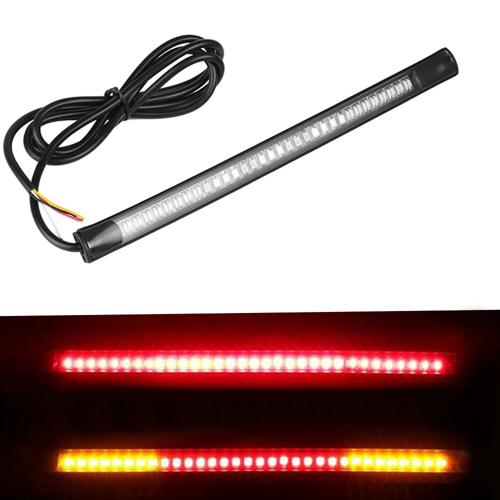 48 LED Motorcycle Light Bar Strip Flexible Motorcycle Brake Lights Turn Signal - £9.68 GBP