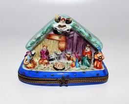 Chamart Limoges Nativity Scene Baby Jesus Joseph Mary Wisemen Trinket Box Signed - £156.25 GBP