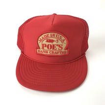 Vtg 90s Fishing Hat Cap Poe&#39;s Hand Crafted Lure Snapback Patch Trucker N... - $29.64