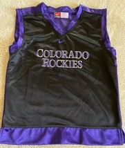 Nike Colorado Rockies Baseball Boys Purple Silver Black Embroidered Tank Top 6-7 - $9.31
