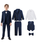 Boy Suits 5 Piece Tuxedos Formal Suits Set Toddler Slim Fit Suit for Wed... - €69,93 EUR