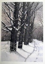 Helen Rundell Hand Sign/# Litho Country Lane wooded winter tree snow scene art - £51.43 GBP