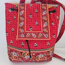 Vintage HTF Vera Bradley Provincial Red Drawstring w/Flap Mimi Backpack ... - $368.28 MXN