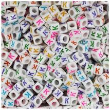 BeadTin Letter K White Opaque 6mm Cube Alphabet Beads - Colors (80pcs) - $2.09
