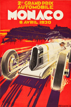 Monaco 1930 Grand Prix Vintage Classic Motor Racing Car Artwork 24x18 Poster - £19.11 GBP