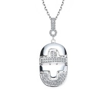 0.50CT Diamante Perro Etiqueta Colgante 14k Oro Blanco 16&quot; Cadena - £928.83 GBP
