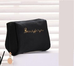 Women&#39;s Cosmetic Bag Zipper Velvet Letter Embroidery Solid Make Up Pouch For Cos - £10.28 GBP
