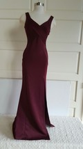 Small Emerald Sundae Women Burgundy Slit Thigh Sleeveless Pleated Party Dress - £27.72 GBP