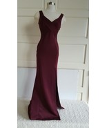 Small Emerald Sundae Women Burgundy Slit Thigh Sleeveless Pleated Party ... - $34.99
