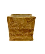 Geese on a Paper Bag Ceramic 6.5&quot; Tall Tan Planter Vase Utensil Holder U... - £54.95 GBP