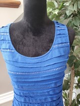 Chico&#39;s Womens Blue Sequin Cotton Round Neck Casual Sleeveless Tank Top ... - £18.38 GBP