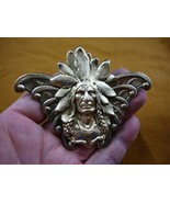 (B-NATIVE-18) Native American Chieftain HEADDRESS Butterfly brass Pin Pe... - £22.95 GBP