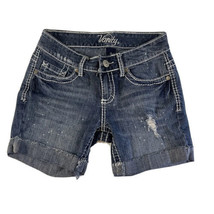 Vanity Sasha Womens Denim Cutoff Shorts Button Fly Embroidered sz 25W - £8.95 GBP