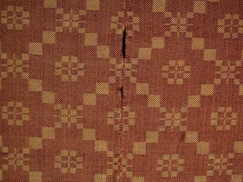 Jacquard Coverlet Pennsylvania Antique 19th C  Brown Green WOOL 36x72 Item image 4