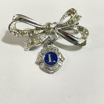 VTG. Slivertone Bow / Ribbon w/ rhinestones By Leavens - $9.64