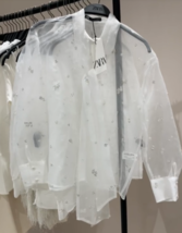 ZARA BNWT 2024. WHITE SEMI SHEER JEWEL SHIRT SEQUINS BEADS. 9229/928 - £50.04 GBP