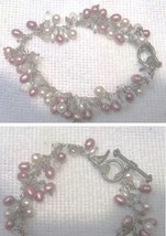 Bracelet # 113 Vintage pearl-like beads and rhinestones.  - £15.63 GBP
