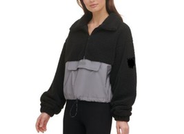 DKNY Womens Roebling Fleece Half-Zip Pullover, X-Small, Black - £102.48 GBP