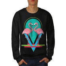 Wellcoda Dual Flamingo Dance Mens Sweatshirt, Exotic Casual Pullover Jumper - £24.26 GBP+