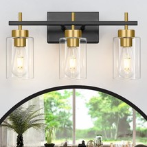 Black Gold Bathroom Vanity Light, Mid Century Modern, Black &amp;Gold, 3-Light - $84.92