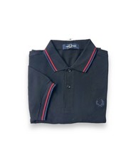 Fred Perry men&#39;s twin tipped polo shirt in Black/Red/Carbon Blue - size S - £51.51 GBP