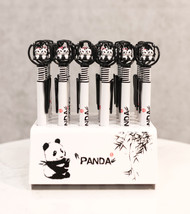 Pack Of 24 Panda Bear Cubs On Swing White Ballpoint Ball Black Ink Pens W/ Base - £39.95 GBP