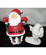 Santa Claus Ski 2 Christmas Santa Figures Decor Resin and Lusterware Fig... - $270.34 MXN