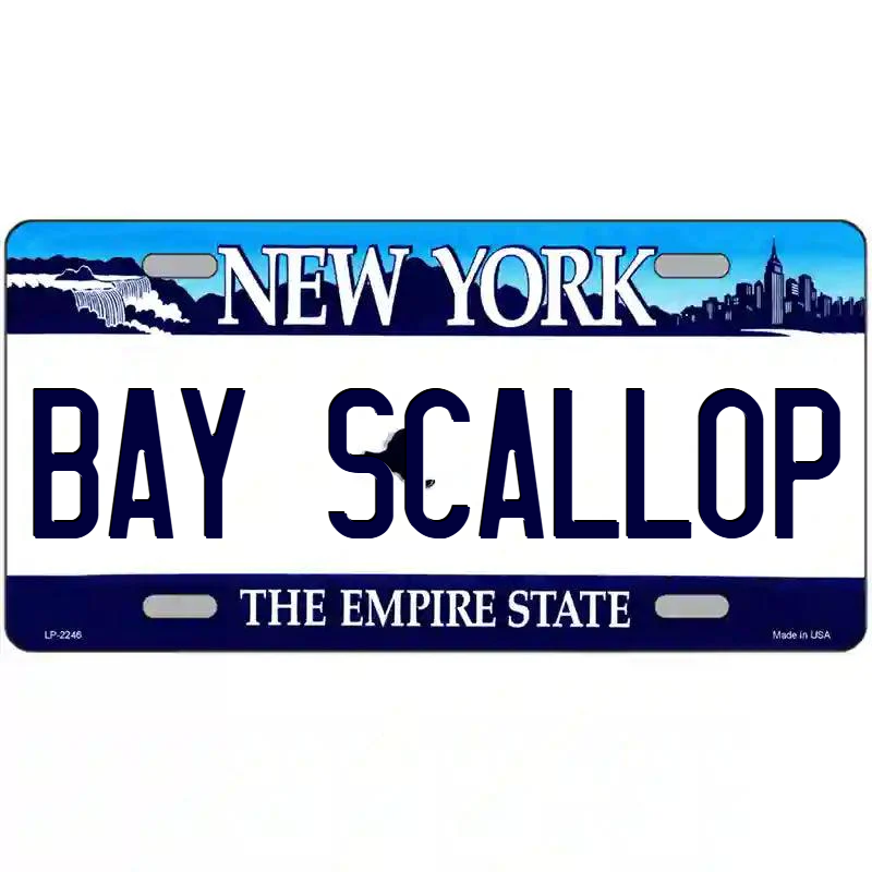 Bay Scallop New York Blue Metal Sign - $15.50
