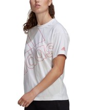 adidas Womens Activewear Cotton Big-Logo T-Shirt color White/Hazr Size XS - £27.26 GBP