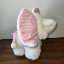 Applause White Fur Pink Gingham Squeaky Plush Elephant Baby Toy Vintage 1989 - £63.30 GBP