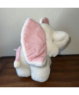 APPLAUSE WHITE FUR PINK GINGHAM SQUEAKY PLUSH ELEPHANT BABY TOY VINTAGE ... - £62.29 GBP