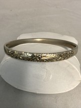 Vintage Whiting &amp; Davis Silver Plated Floral  Oval Bangle Bracelet - £13.11 GBP