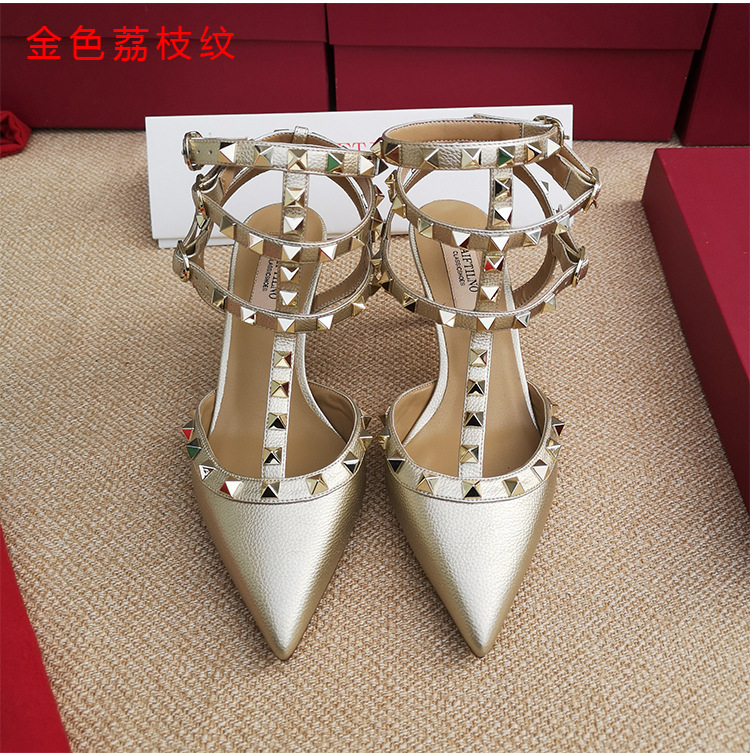 Primary image for Real Leather Ankle Rivet High Heeled Shoes Summer New Women's Pumps Pointed Vers