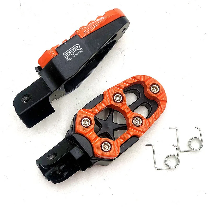 1 Pair Universal 8mm  Motorcycle Foot Pegs Pedals Footrests with Spring  dirt Pi - £524.32 GBP