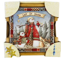 Coasters Absorbent Ceramic Stone Let it Snow Snowman Box Set of 4 Christmas New - £12.63 GBP