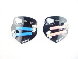 Vintage Snoopy Hair Accessory By Karina Lot Of 2 Blue Pink Barrettes - £27.25 GBP