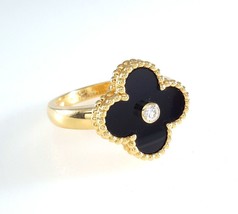  Van Cleef &amp;Arpels Black Onyx Diamond 18K Yg Ring Size... - £2,111.81 GBP