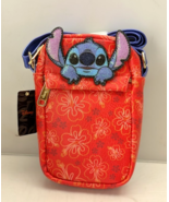 Disney Stitch Hibiscus Park Flowers Crossbody Bag Unisex Sling Leather Bag - $700.92 MXN