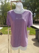 Nwt Alfred Dunner Lavender Lace Top Pm - $20.99