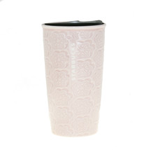 Starbucks Pink Floral Daisy Blossom Ceramic Traveler Tumbler Coffee Cup 10oz - £60.93 GBP