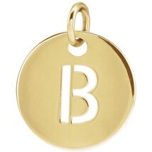 18k Gold Plated 925 Silver Initial B Disc 0.39" Pendant for Men or Women - $82.00