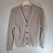 Maurices Womens Large Cardigan Gray Button Down 4 Buttons Decorative Fringe - £8.66 GBP