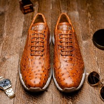 genuine ostrich quill fashion sneaker Shoes Scanno Antique Cognac image 14