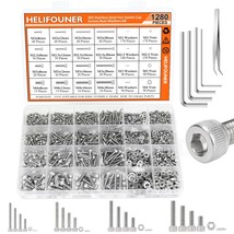 1280 Pieces M2 M2.5 M3 M4 304 Stainless Steel Hex Socket Cap Metric Screws Bolts - $36.99