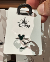 Disney Parks Mickey Mouse Faux Emerald May Birthstone Ring Silver Color - £27.00 GBP