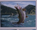 24.5&quot; X 44&quot; Panel Fishing Rainbow Trout Tight Lines Cream Cotton Fabric ... - $8.82