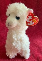 2018 TY Beanie Baby 8&quot; LILY White Llama Plush Animal Stuffed Curly Woolly Tags - £8.83 GBP